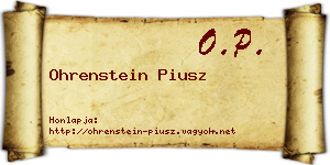 Ohrenstein Piusz névjegykártya
